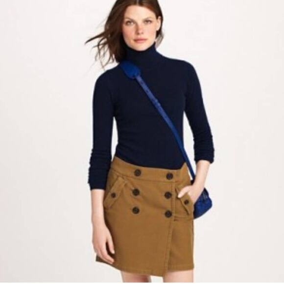 J. Crew Wrap Button Front Mini Skirt Cargo Twill Safari Tan Brown Khaki sz 4 - Picture 1 of 8